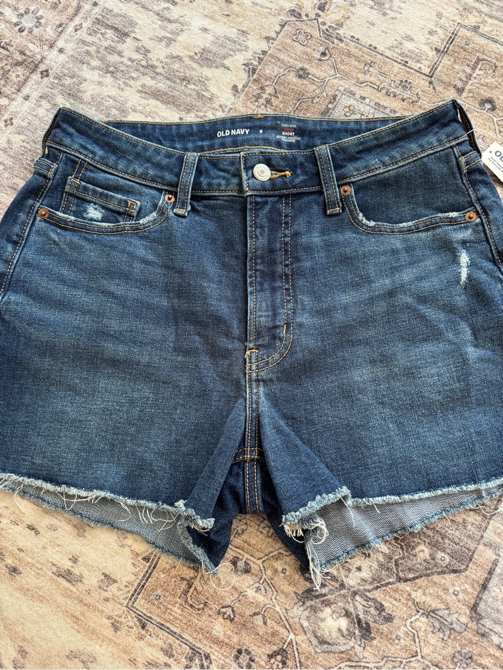 Curvy High-Waisted OG Jean Cut-Off Shorts (Dark Wash Cutoff)